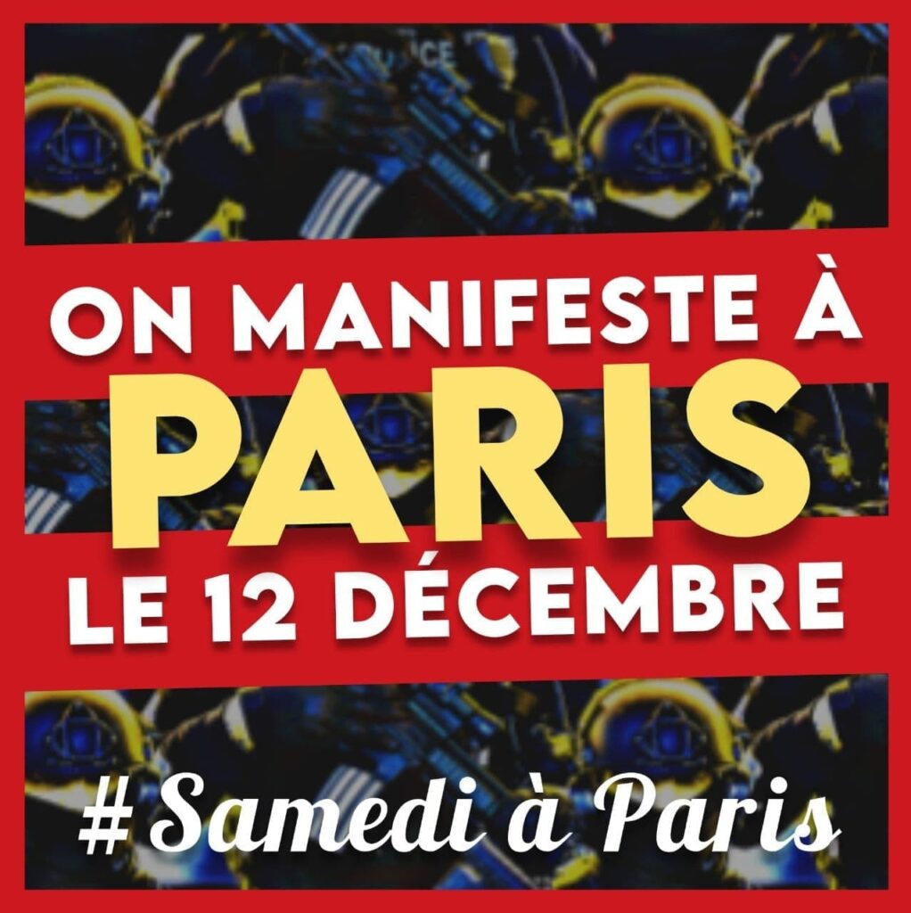 Tract : 
"On manifeste à Paris le 12 décembre
#SamediAParis" 