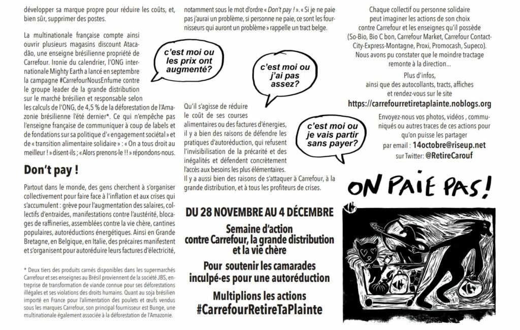 Suite du texte de Carrefour retire ta plainte concernant la semaine d'action du 28 novembre au 4 décembre 2022. 