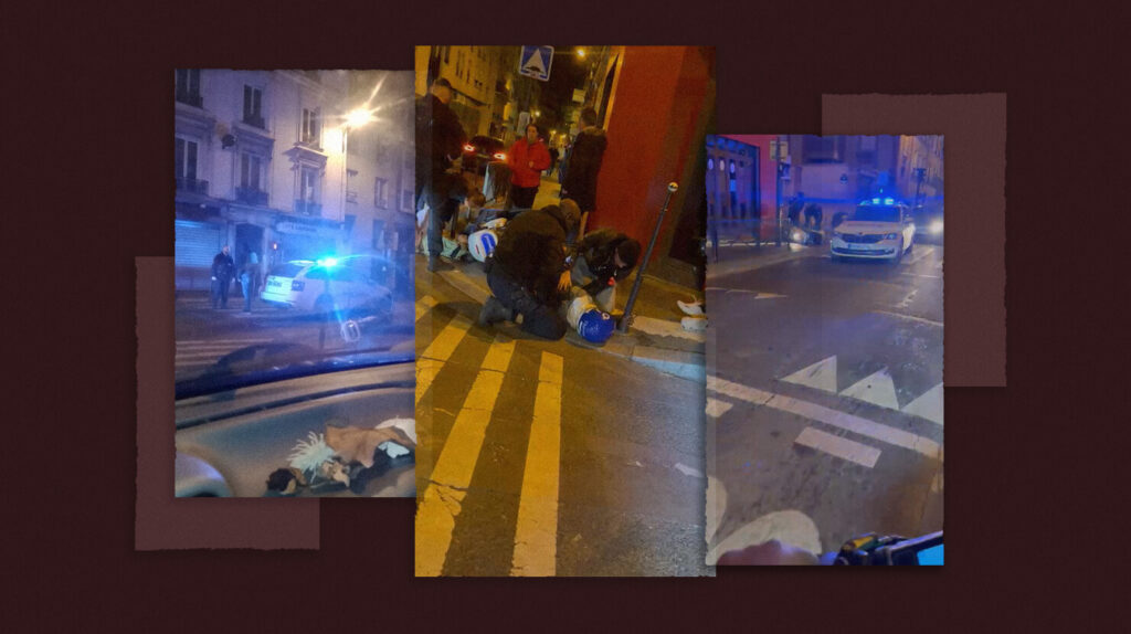 Visuel de Street Press composé de 3 photos de la scène où les jeunes ont été percutés par la police.  