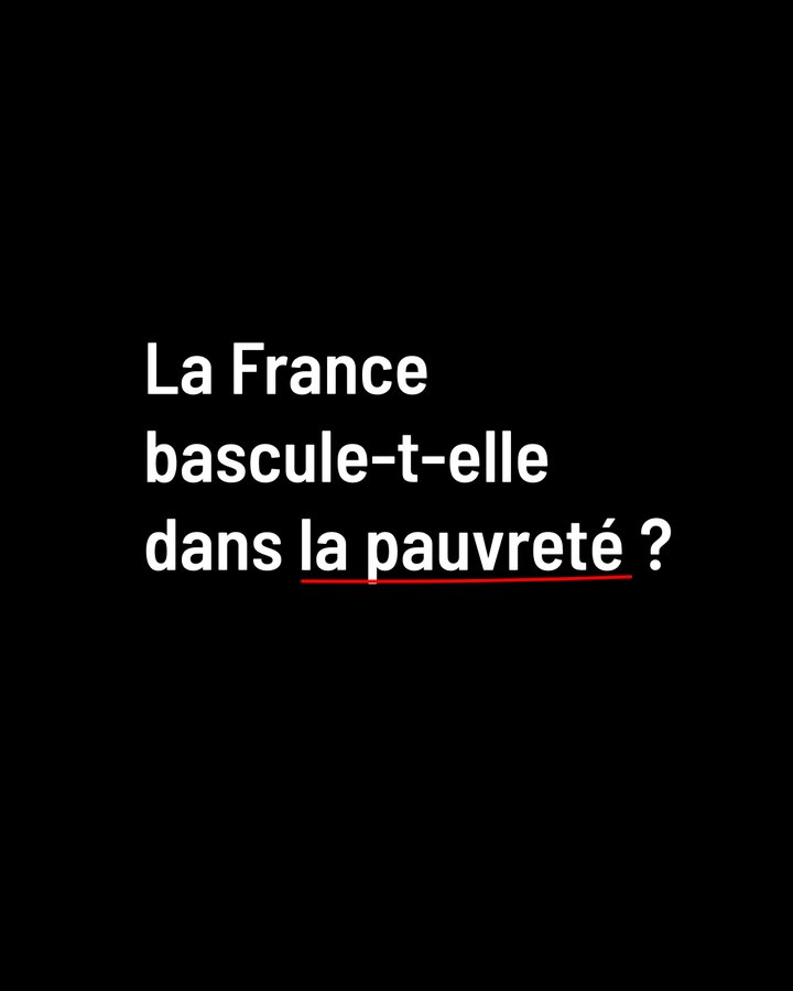 Visuel du Secours Populaire. Fond noir, texte en blanc :"La France bascule-t-elle dans la pauvreté ?" (pauvreté est souligné en rouge). 