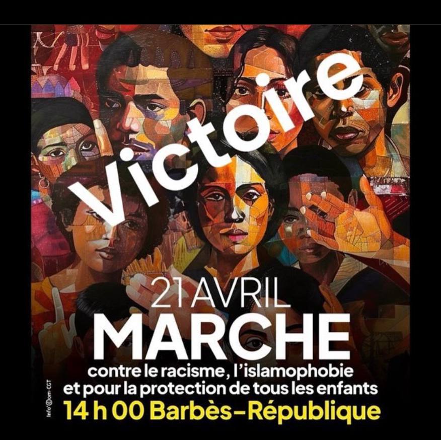 Visuel de la Marche avec "Victoire" écrit en gros
